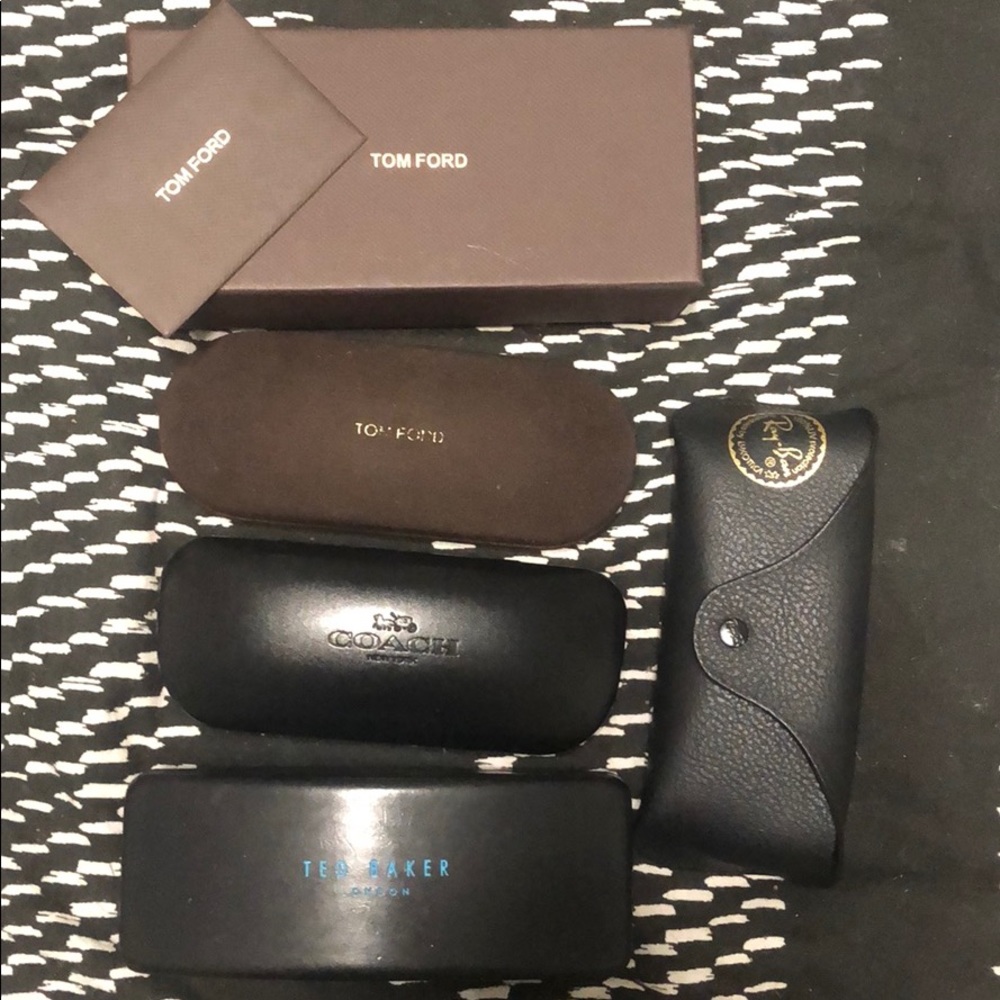LOT 5pcs Sunglasses Cases: Tom Ford Coach Ray Ban